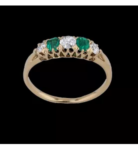Bague or jaune Emeraudes Diamants