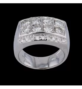 Bague rectangulaire or gris diamants