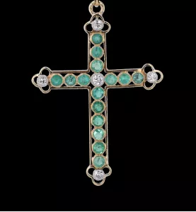 COLLANA CIONDOLO CROCE SMERALDI