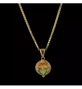 Collier or jaune Peridot citrine