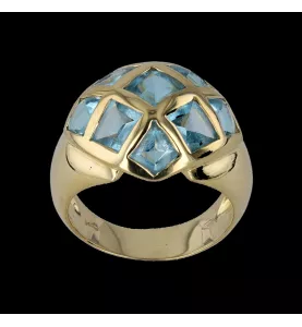 BAGUE OR JAUNE 9 TOPAZES