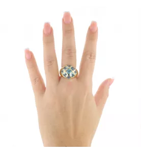 BAGUE OR JAUNE 9 TOPAZES