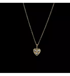 Yellow gold heart pendant necklace