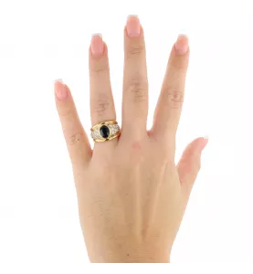 Bague or jaune saphir et diamants