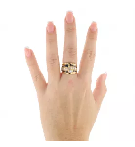Yellow gold sapphire and diamond ring