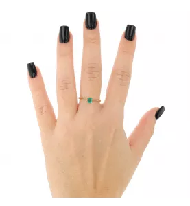 Bague or jaune Emeraude