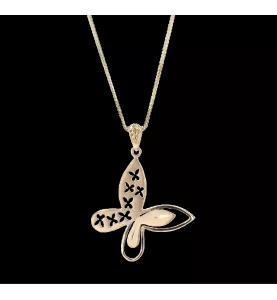 Collier pendentif 2 ors papillon