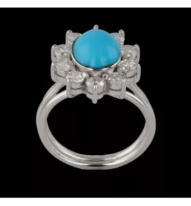 ANELLO IN ORO BIANCO CON TURCHESE E DIAMANTE