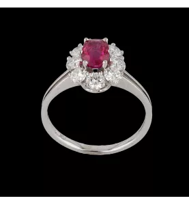 BAGUE OR GRIS RUBIS ET DIAMANTS