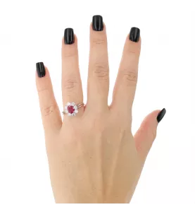 ANELLO IN ORO BIANCO CON RUBINO E DIAMANTE