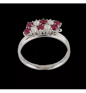 Bague or gris Rubis et diamants