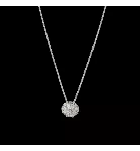 Collier pendentif or gris et diamants