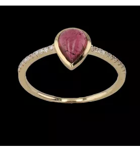 Bague or jaune tourmaline et diamants