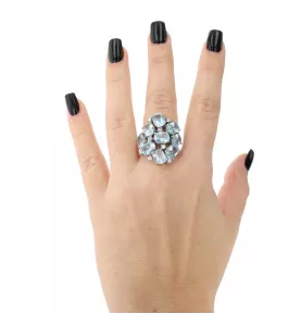 Bague Antonini or gris Topazes et Diamants