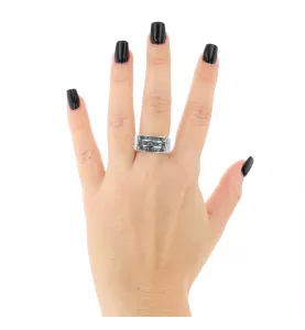 Bague or gris Topazes et Diamants