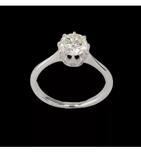 BAGUE SOLITAIRE OR GRIS 0.80 CARATS