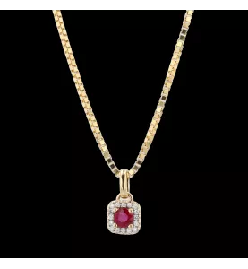 Parure or jaune 750 / 18 carats rubis et diamants