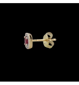 Yellow gold 750 / 18 carats rubies and diamonds set