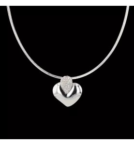 COLLIER COEUR PAVÉ DIAMANTS OR GRIS