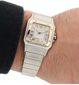 Cartier Santos Galbée Gold & Stahl Quarz