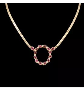 NECKLACE YELLOW GOLD RUBY & DIAMONDS