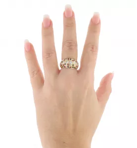 BAGUE OR JAUNE DIAMANTS RUBIS SAPHIRS EMERAUDES