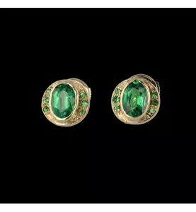 YELLOW GOLD EMERALD EARRINGS