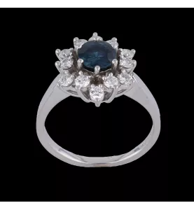Anello Zaffiro e diamante a corolla