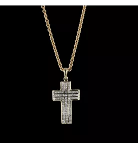Collier pendentif croix or jaune