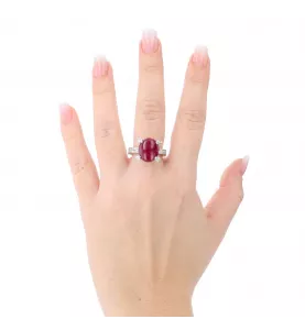 Bague en or gris Rubis diamants