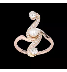 Anello di perle in oro rosa