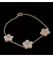 Yellow gold and mother of pearl flowers bracelet