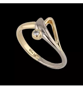 Bague 2 ors solitaire 0.08 carats