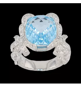 Anello Oro bianco topazio Diamanti