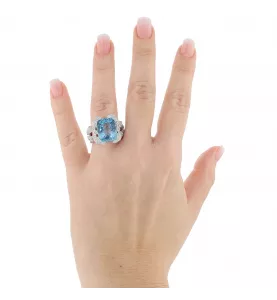 Anello Oro bianco topazio Diamanti