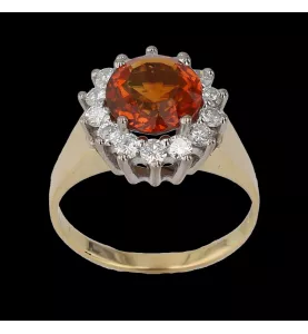 Bague Or jaune Citrine et Diamants