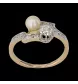 Yellow gold pearl and diamond ring