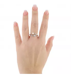 Yellow gold pearl and diamond ring