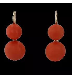 BOUCLES D'OREILLES OR JAUNE CORAIL