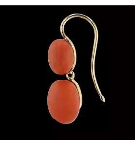 BOUCLES D'OREILLES OR JAUNE CORAIL