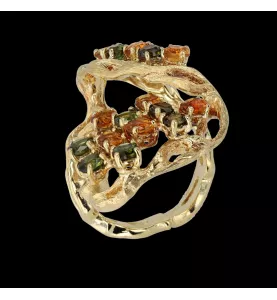 Anello in oro giallo Peridoti e Citrini