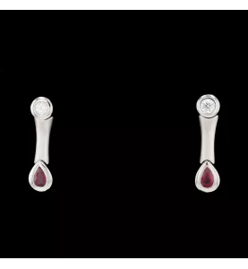 Boucles d'oreilles Or gris Rubis Diamants