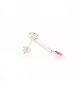 Boucles d'oreilles Or gris Rubis Diamants