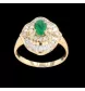 Vintage-Ring aus Gelbgold mit Diamanten und Smaragd