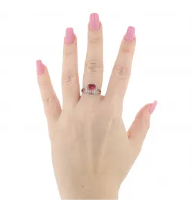 BAGUE OR GRIS BI COLORE TOURMALINE