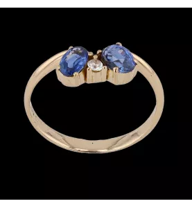 Bague or jaune Saphirs Diamant