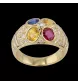 Bague or jaune Saphirs Rubis et Diamants
