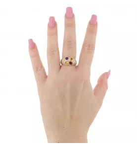 Bague or jaune Saphirs Rubis et Diamants