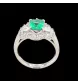 Platinum emerald and diamond ring
