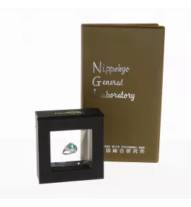 Platinum emerald and diamond ring